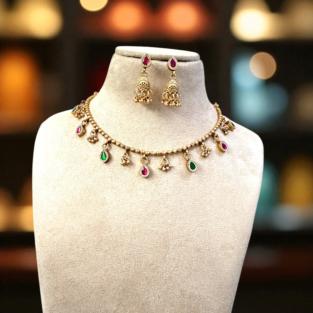 Multicolor Lavanya Antique Rajwadi Necklace Set