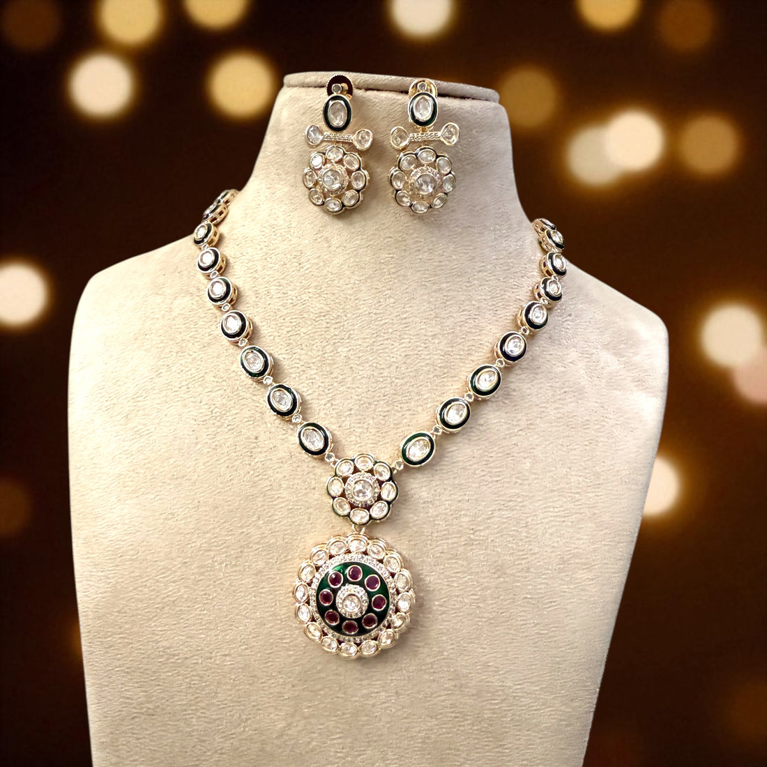 Shakti Multicolor Polki Kundan Necklace Set