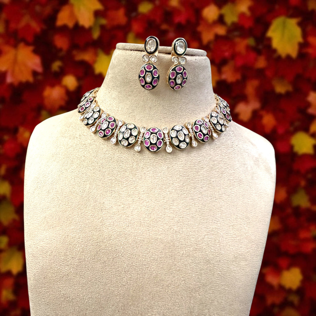 Surya Multicolor polki kundan Necklace Set