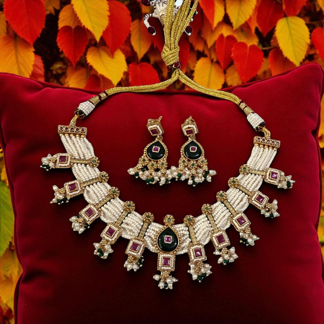 Multicolor Ranchi Antique Rajwadi Necklace Set