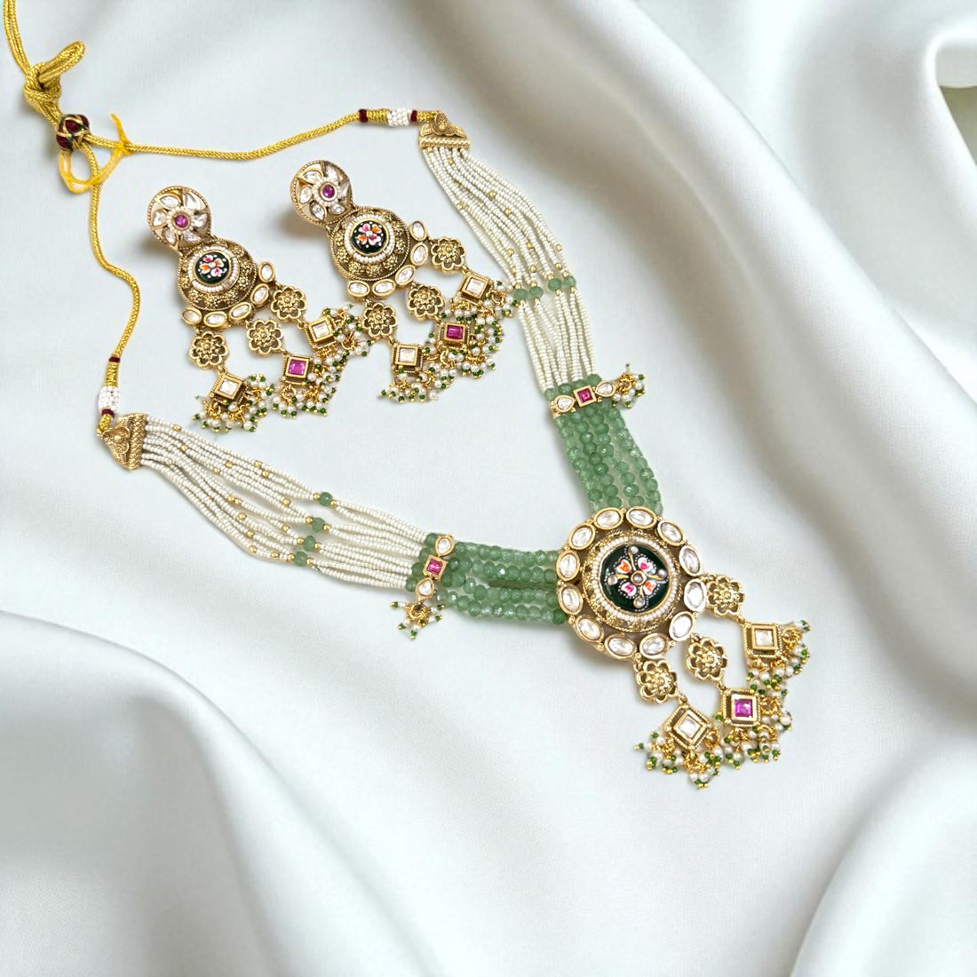 Multicolor Farida Antique Rajwadi Necklace Set