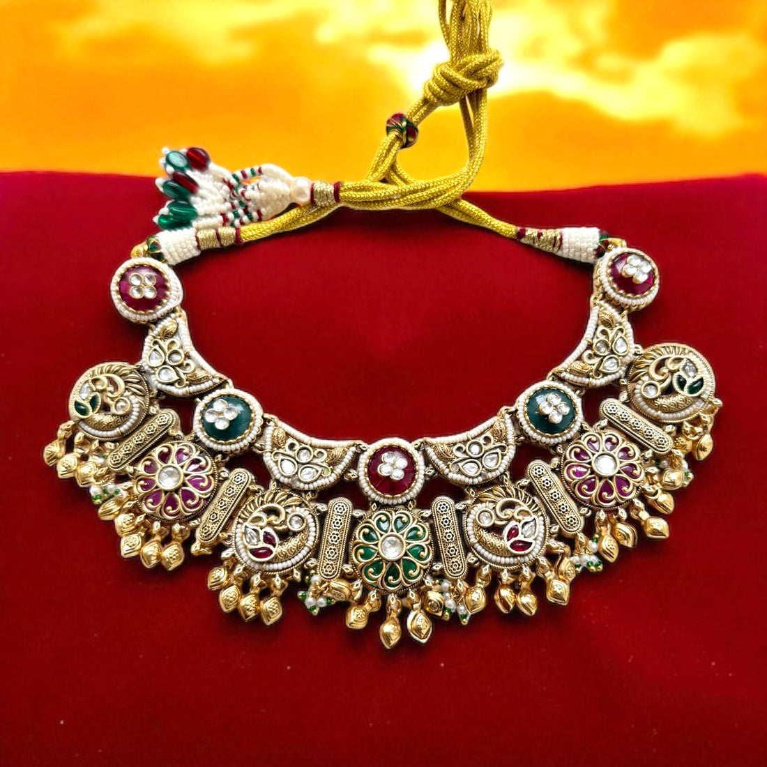 Multicolor Vasundhara Antique Rajwadi Necklace Set