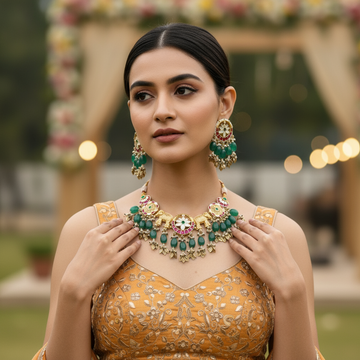 Multicolor Rudrani Antique Rajwadi Necklace Set