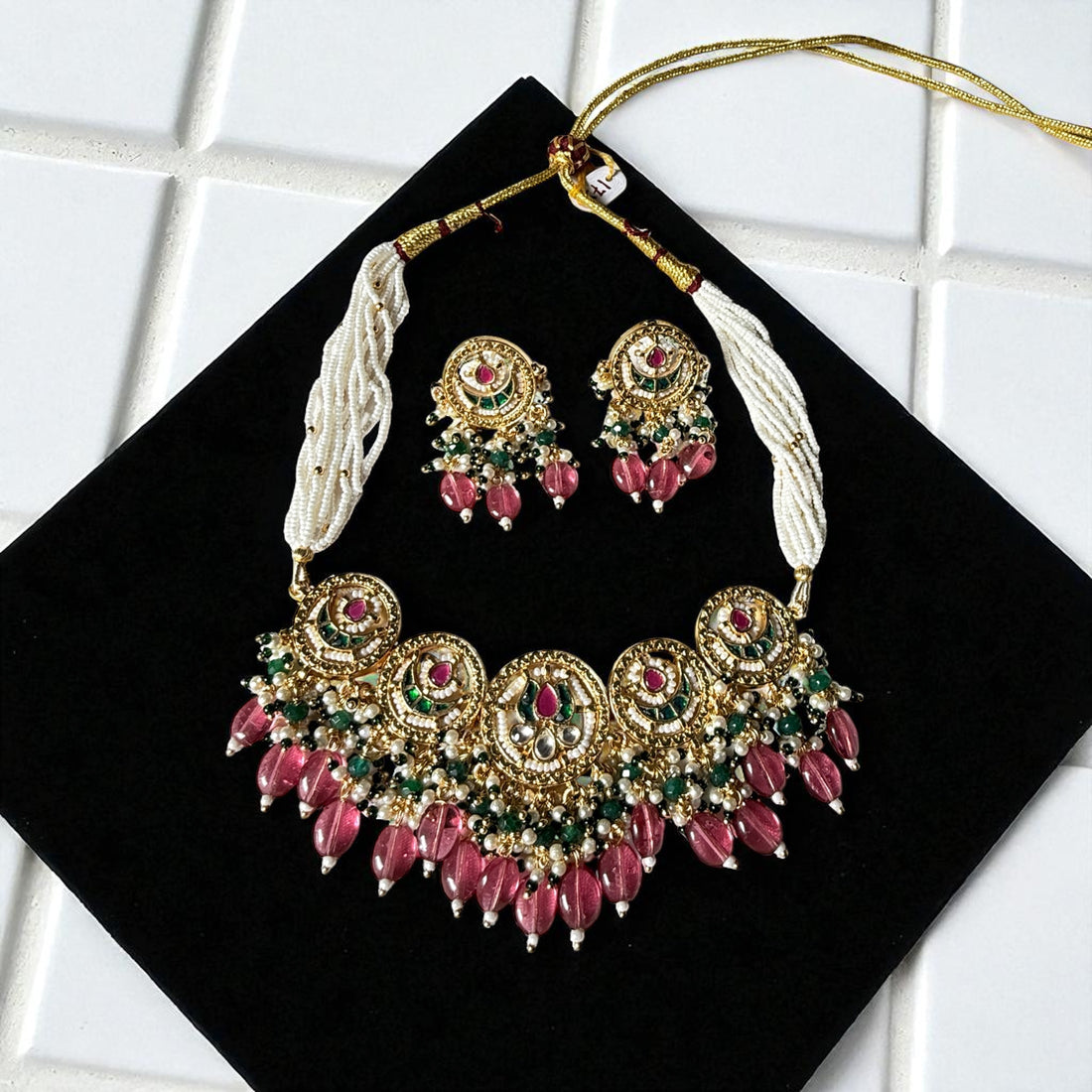 Multicolor Charumati Antique Rajwadi Necklace Set