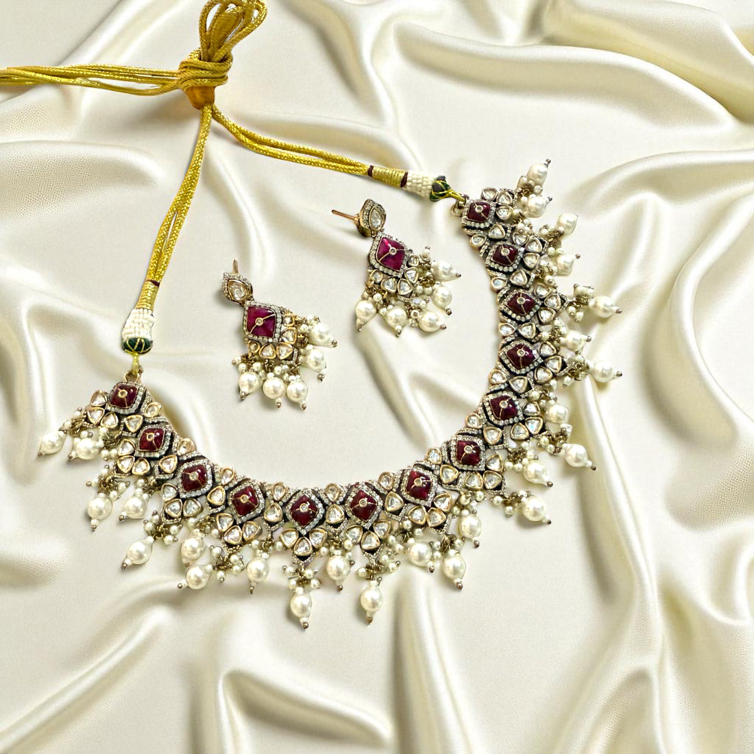 Mohini Pink Polki Kundan Necklace Set