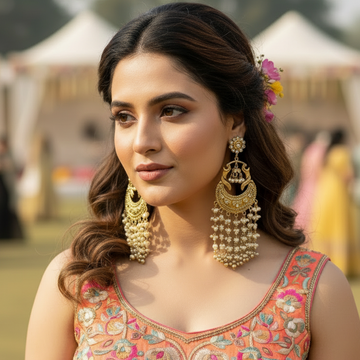 Aneri Kundan Chandbali Earrings