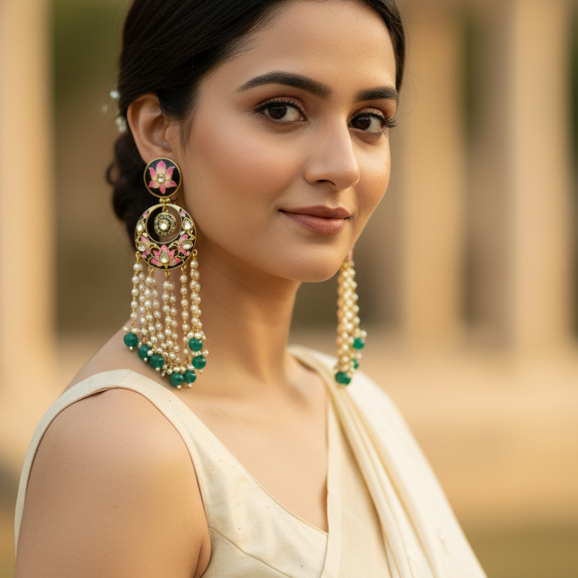 Sonakshi Kundan Chandbali Earrings