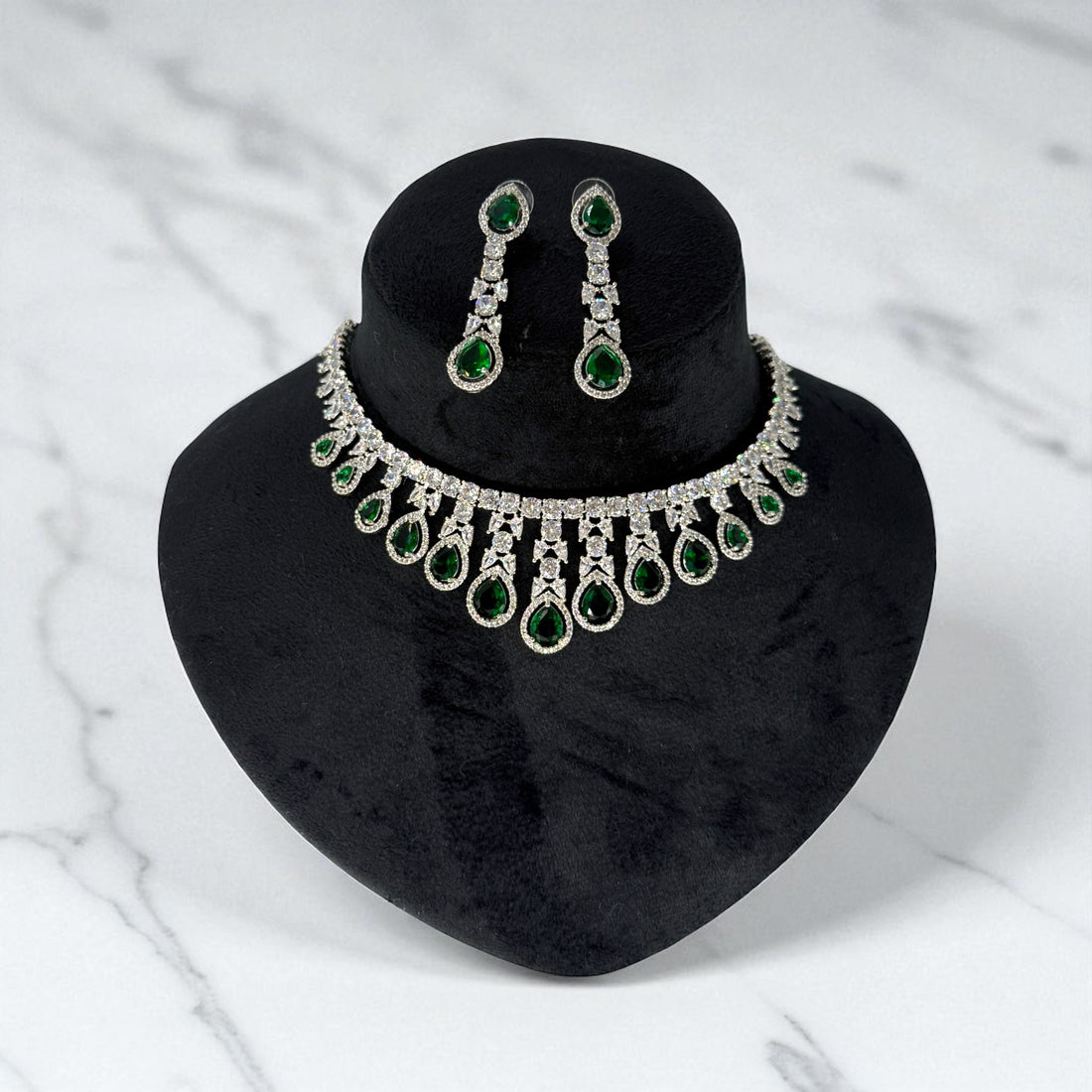 Anaya Green Diamond Necklace Set