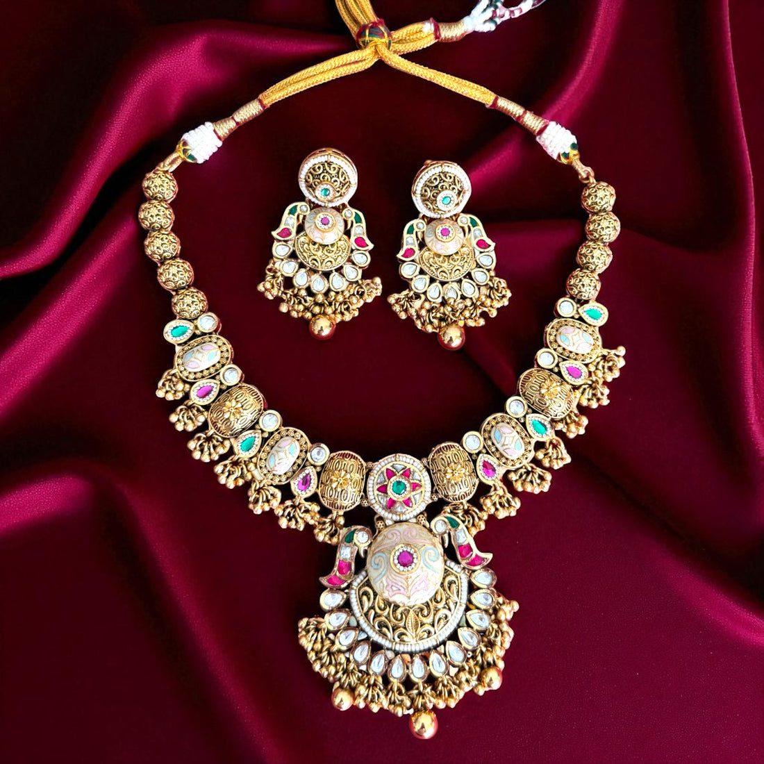 Multicolor Ananya Antique Rajwadi Necklace Set