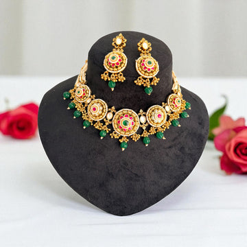 Multicolor Anjali Antique Rajwadi Necklace Set