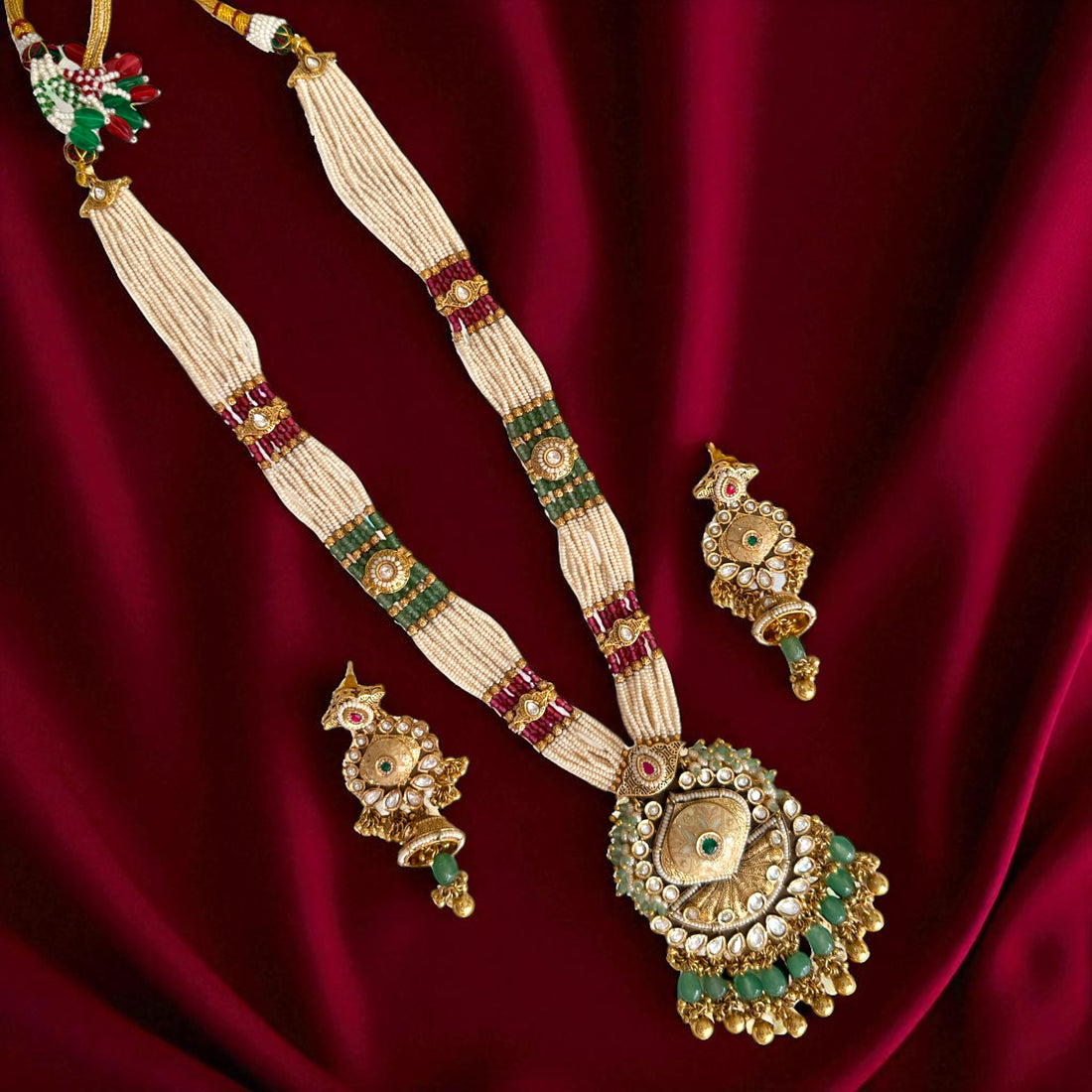 Multicolor Damini Antique Rajwadi Necklace Set