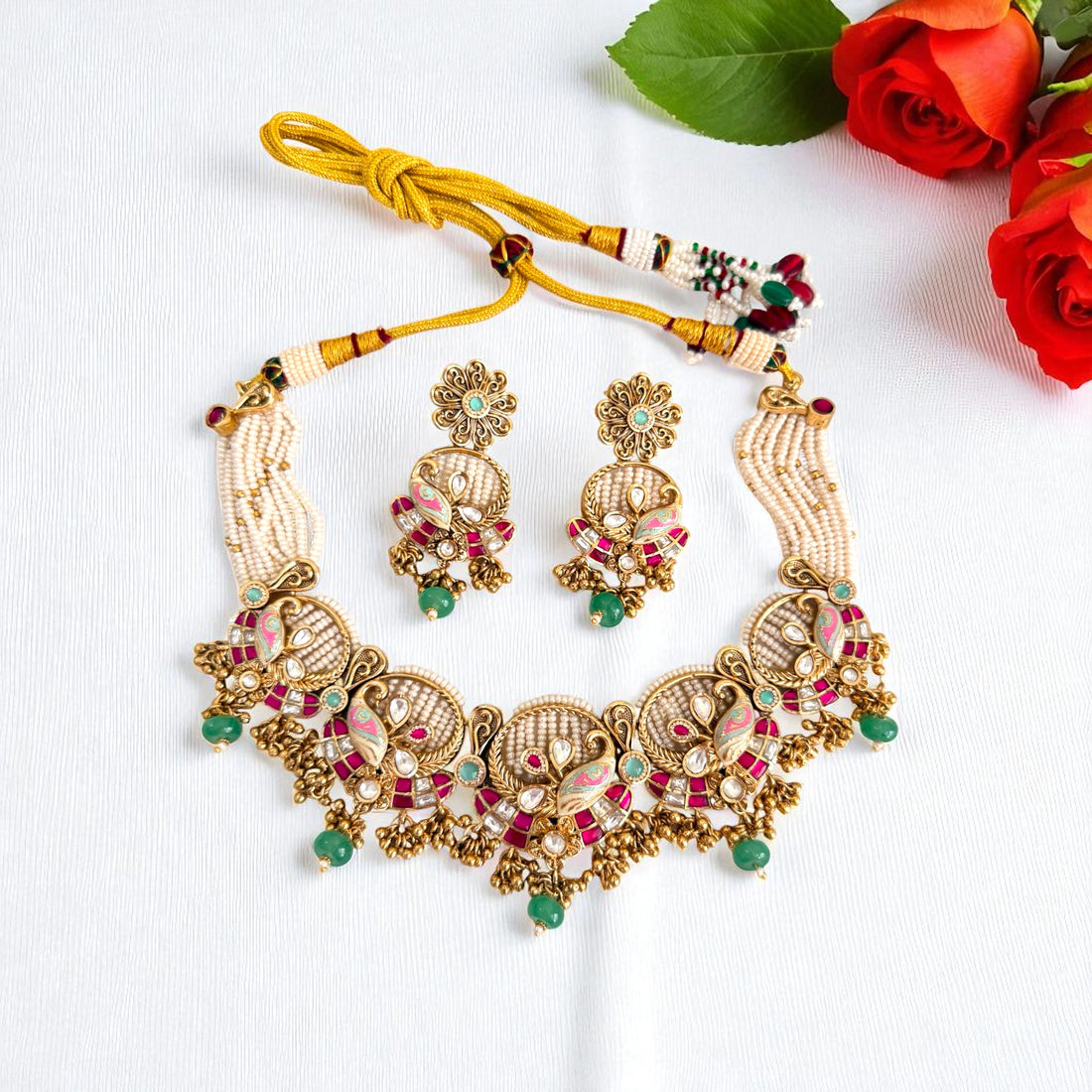 Multicolor Rajeshwari Antique Rajwadi Necklace Set