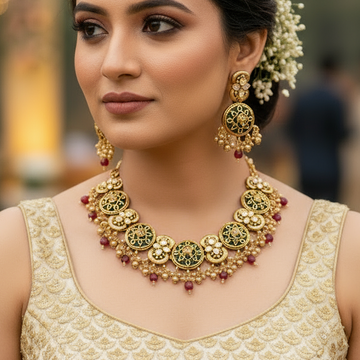Multicolor Charumati  Antique Rajwadi Necklace Set