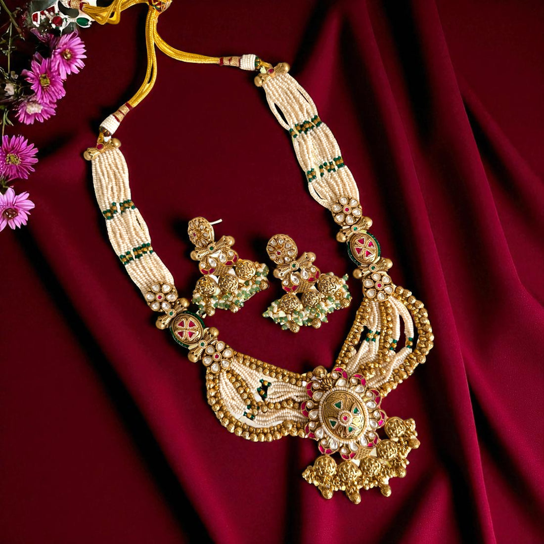Multicolor Ramila Rajwadi Necklace Set