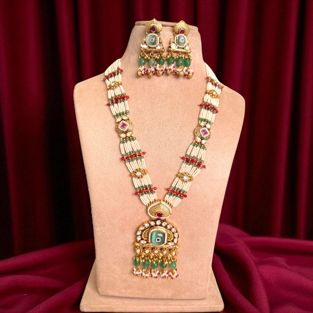 Multicolor Charvi Antique Rajwadi Necklace Set