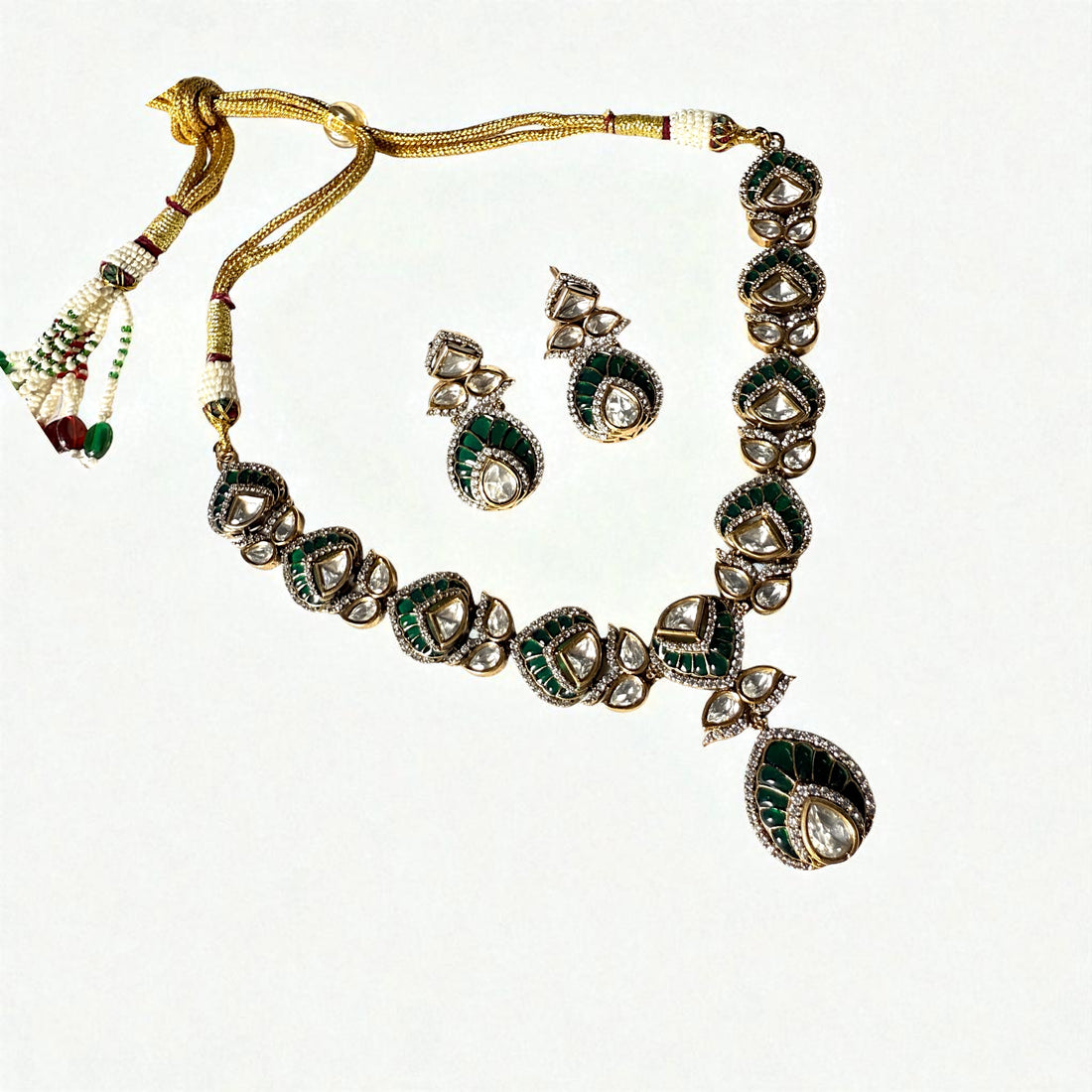 Manali Green Polki Kundan Necklace Set