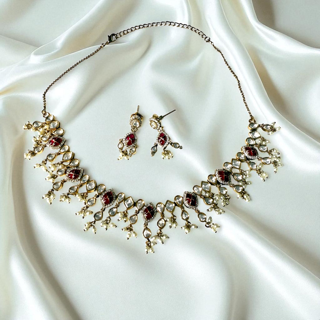 Arohi Pink Polki Kundan Necklace Set