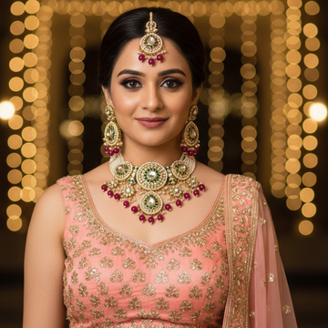 Maroon Kundan Necklace Set