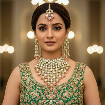 Peach Kundan Necklace Set