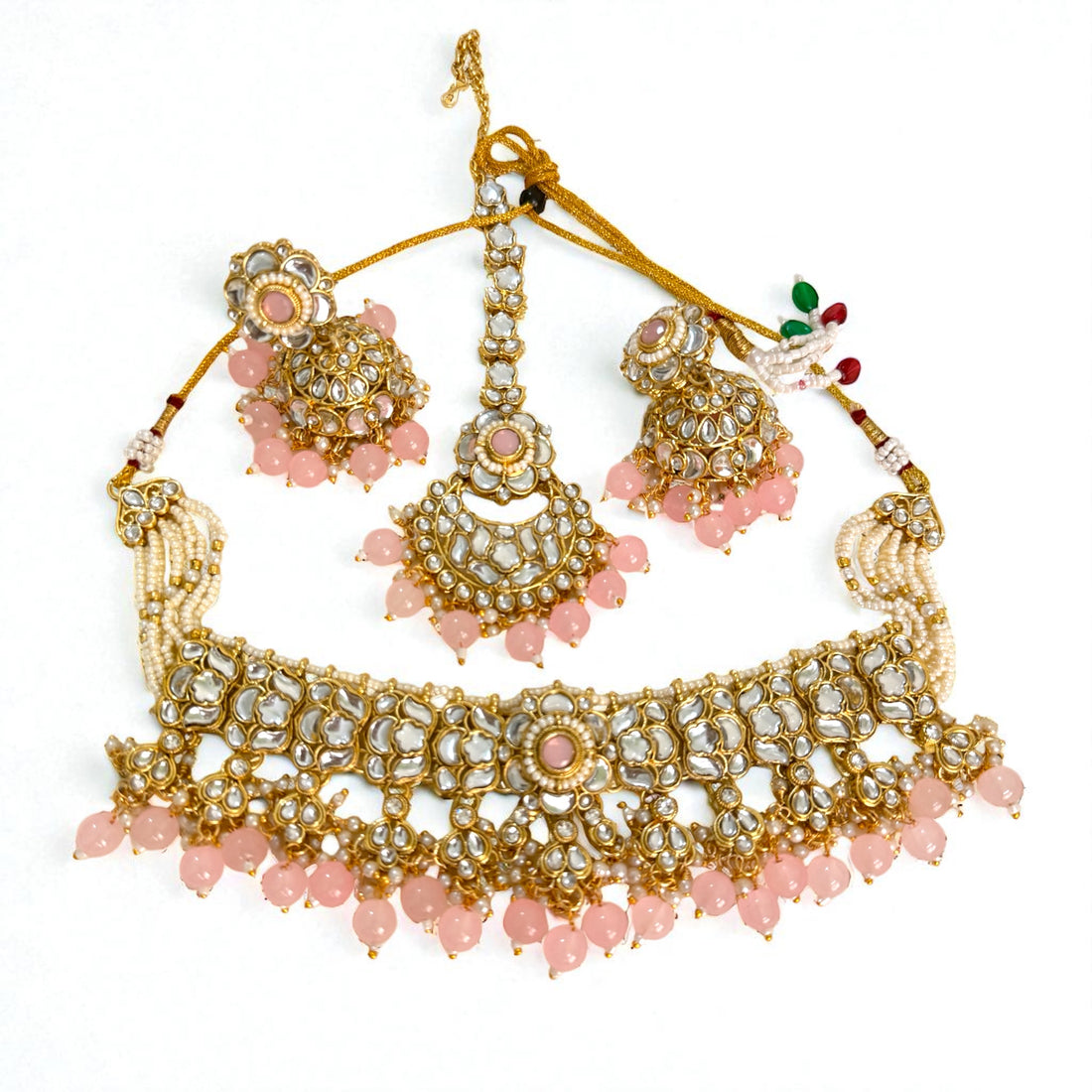 Pink Kundan Necklace Set