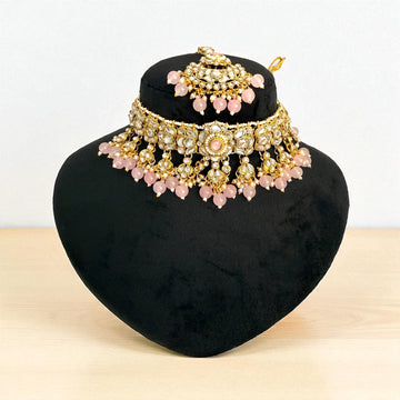 Pink Kundan Necklace Set
