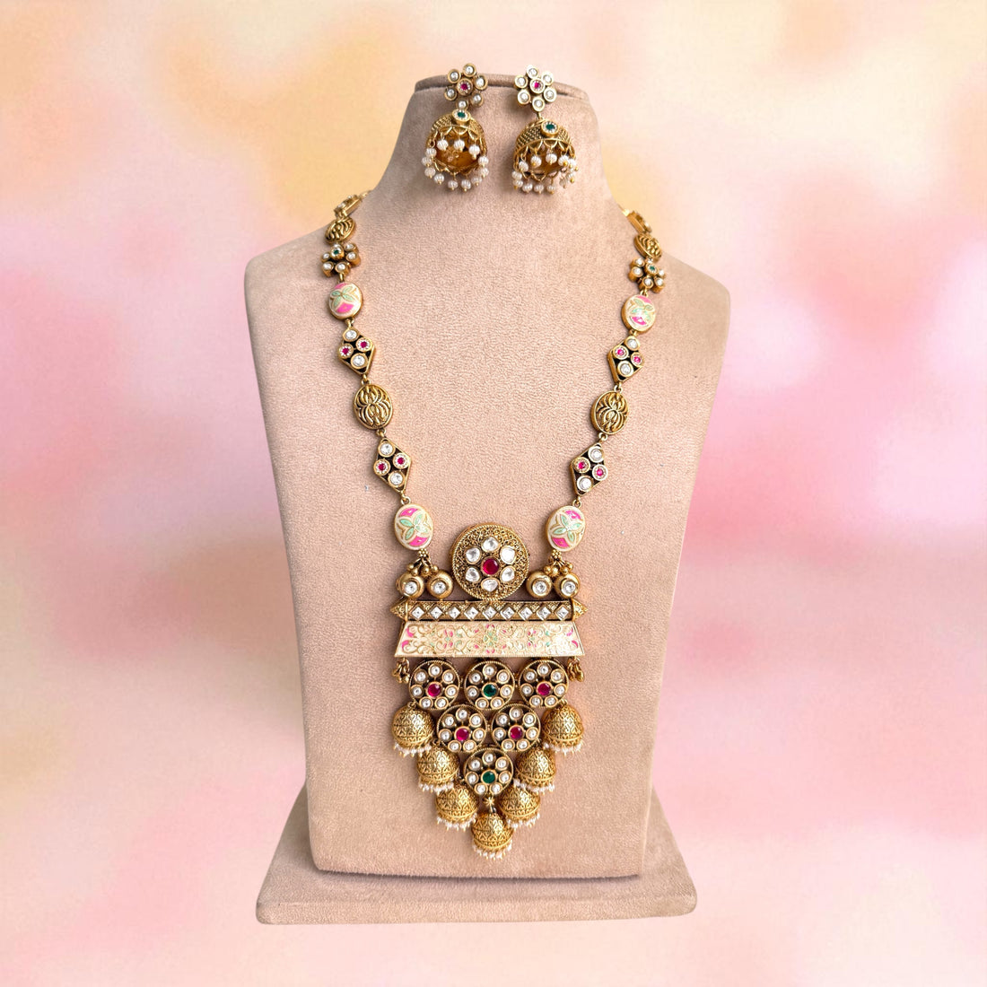 Multicolor Madhavi Rajwadi Necklace Set