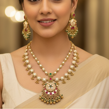 Multicolor Daya Rajwadi Necklace Set