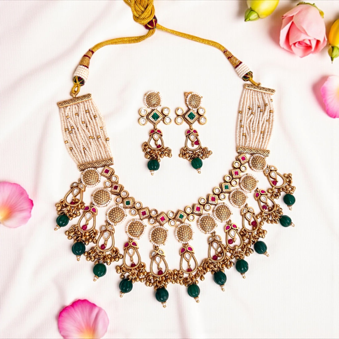 Multicolor Ashmi Rajwadi Necklace Set