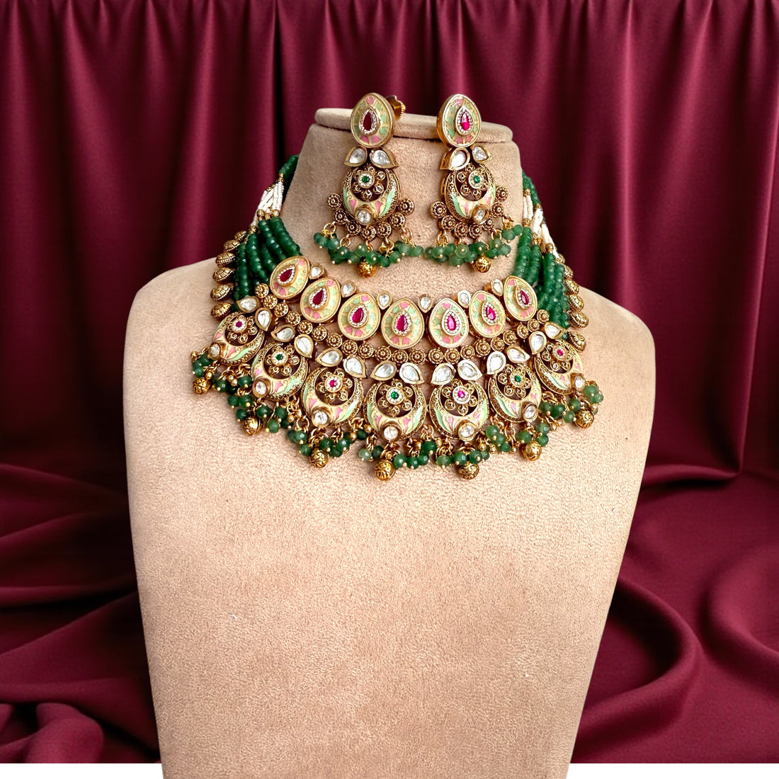 Multicolor shanvi Rajwadi Necklace Set