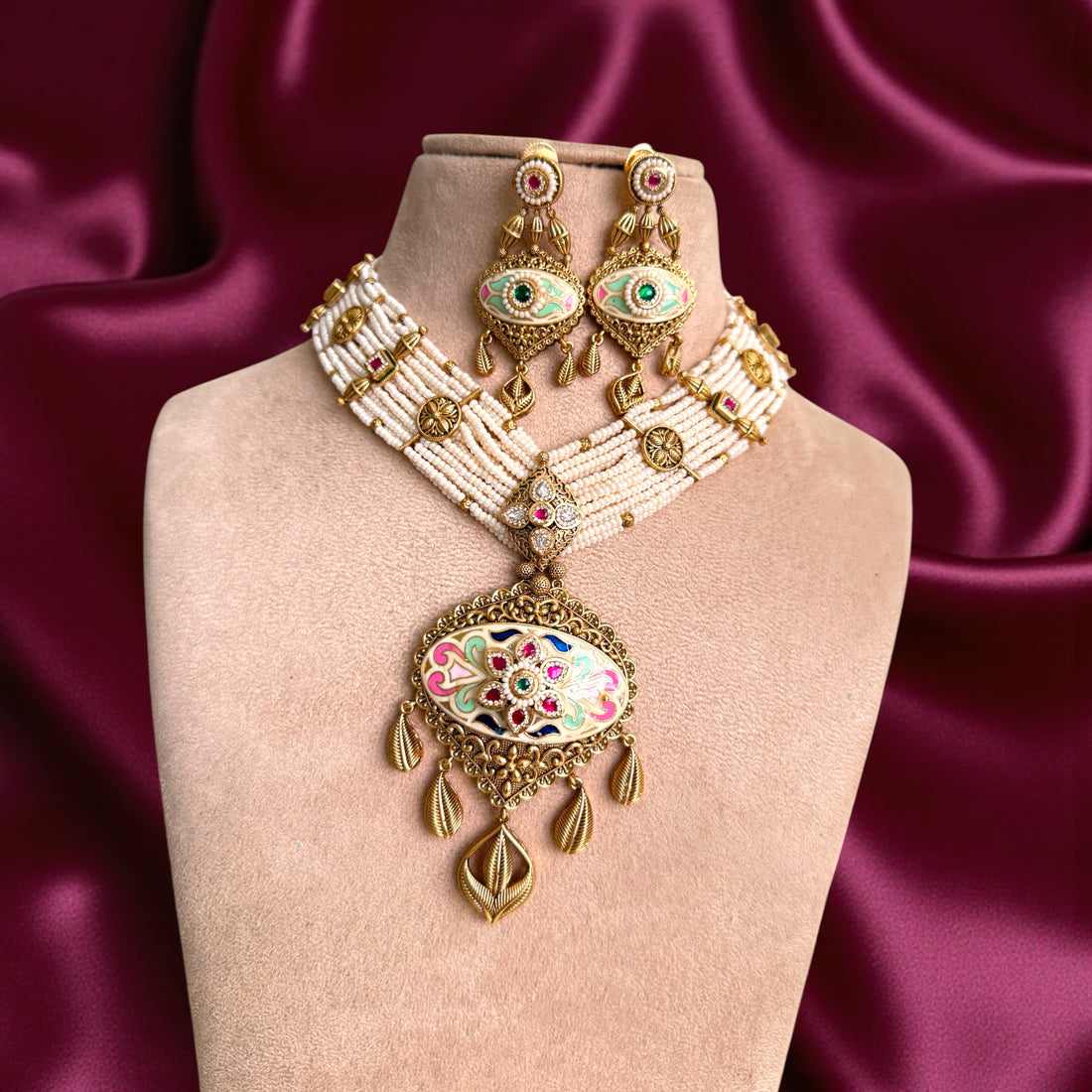 Multicolor Komal Rajwadi Necklace Set