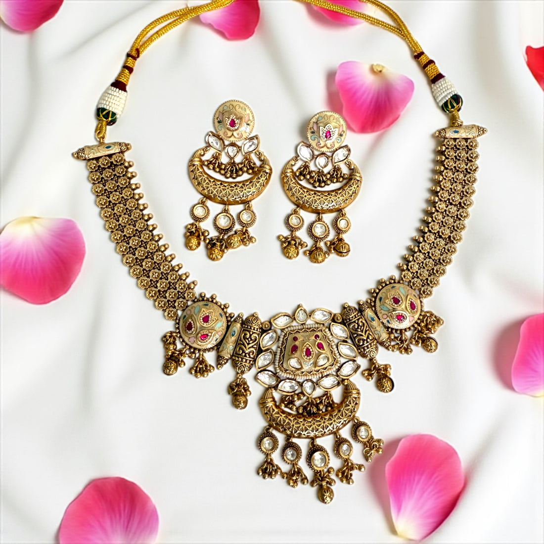 Multicolor Anju Rajwadi Necklace Set
