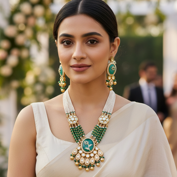 Aqua Green Anaya Rajwadi Necklace Set