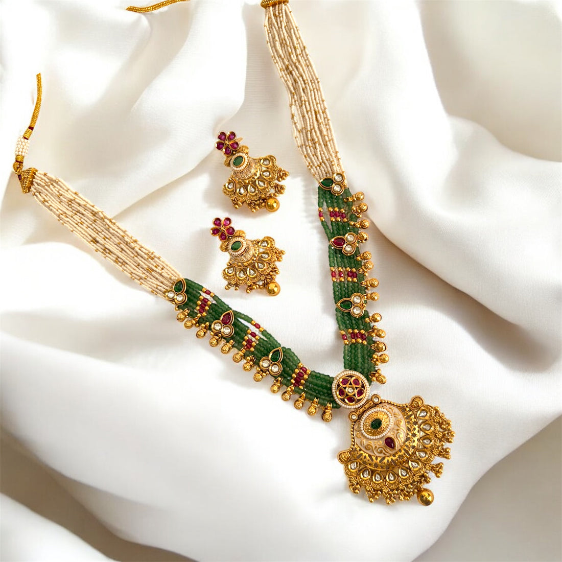 Multicolor Purva  Rajwadi Necklace Set