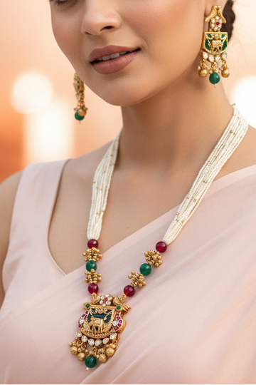 Multicolor Kavya  Rajwadi Necklace Set