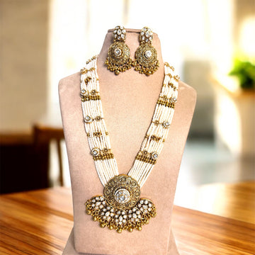 White Poonam Rajwadi Necklace Set- MIARAA