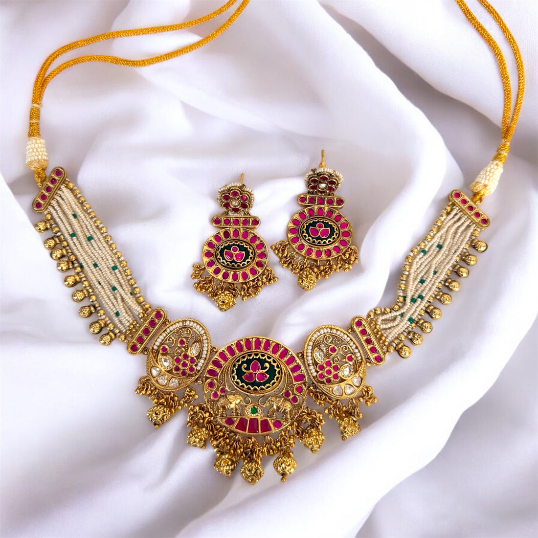 Multicolor Mohini Rajwadi Necklace Set