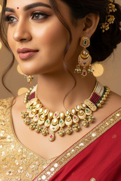 Multicolor Surya Rajwadi Necklace Set