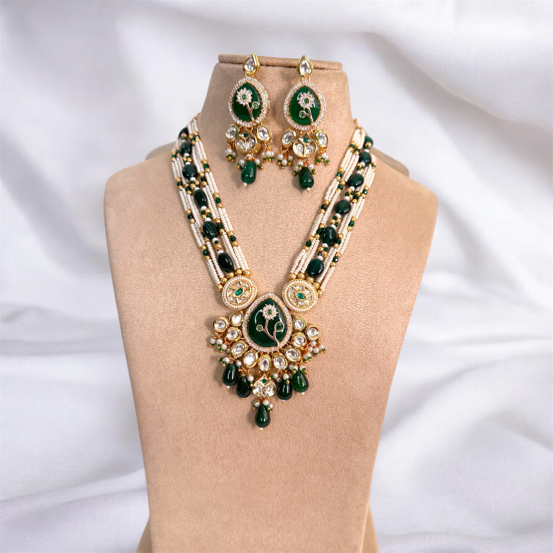 Green Anjali Rajwadi Necklace Set