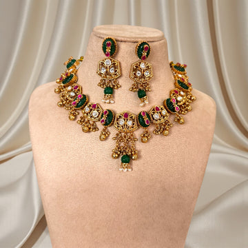 Multicolour Aarya Rajwadi Necklace Set