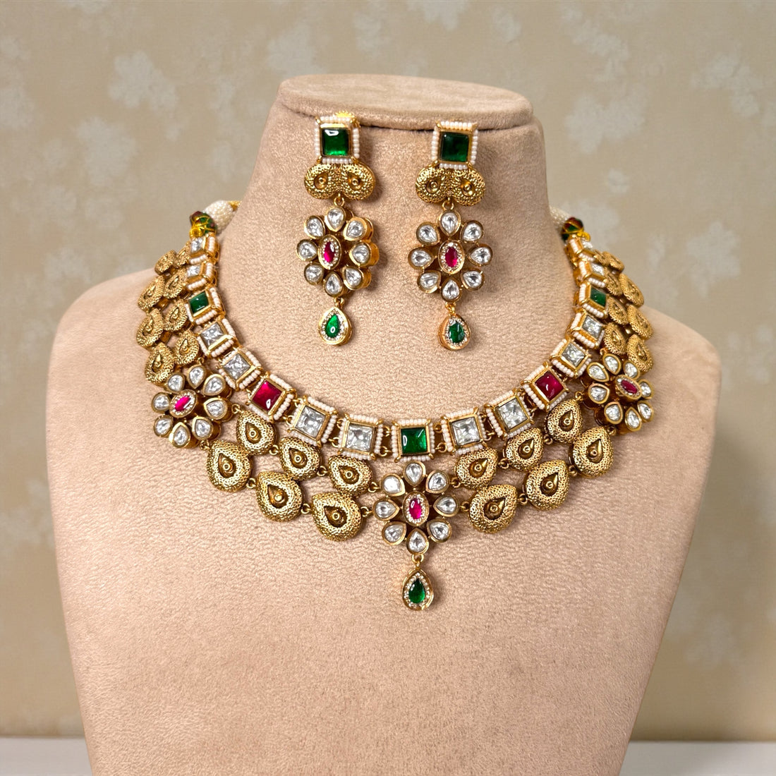 Multicolor Rashida Rajwadi Necklace Set