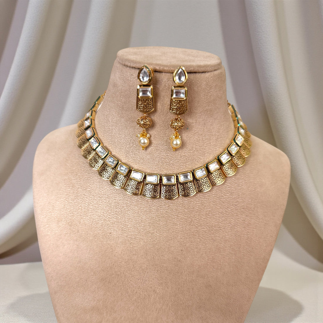 Vaani Polki Kundan Necklace Set - MIARAA