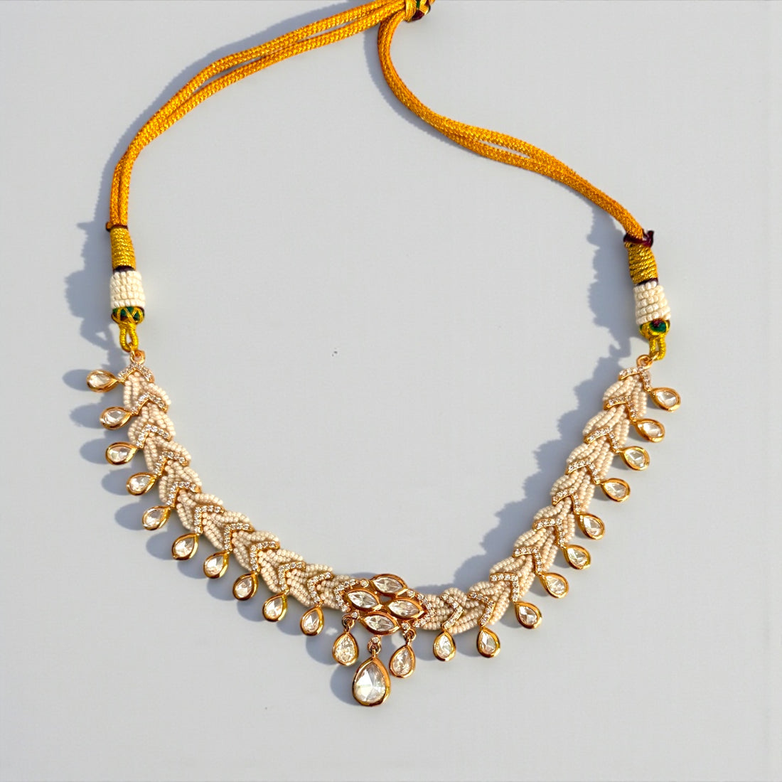 Savri Pearl Polki Kundan Necklace Set