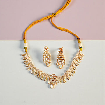 Savri Pearl Polki Kundan Necklace Set
