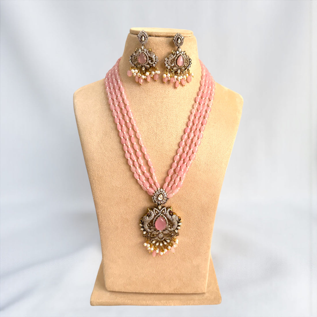 Dhriti Light Pink Polki Kundan Necklace Set