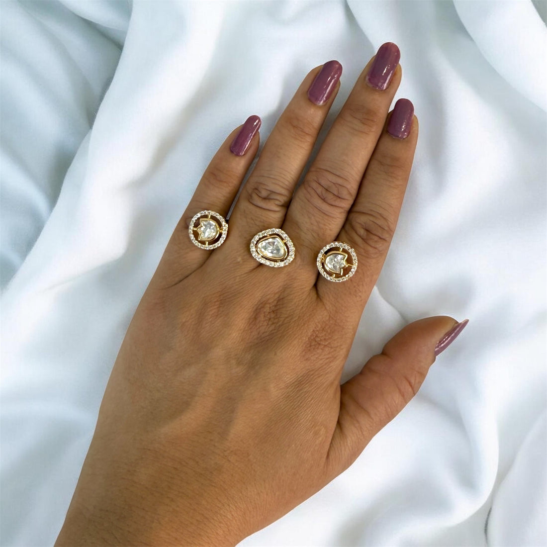 White Double Finger Ring