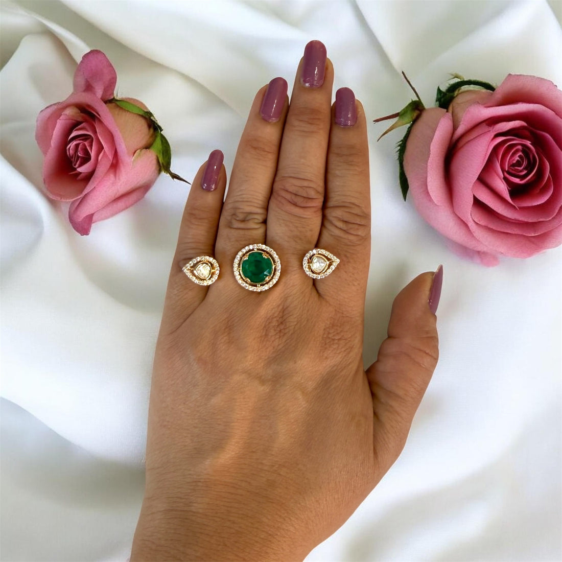Green Double Finger Ring