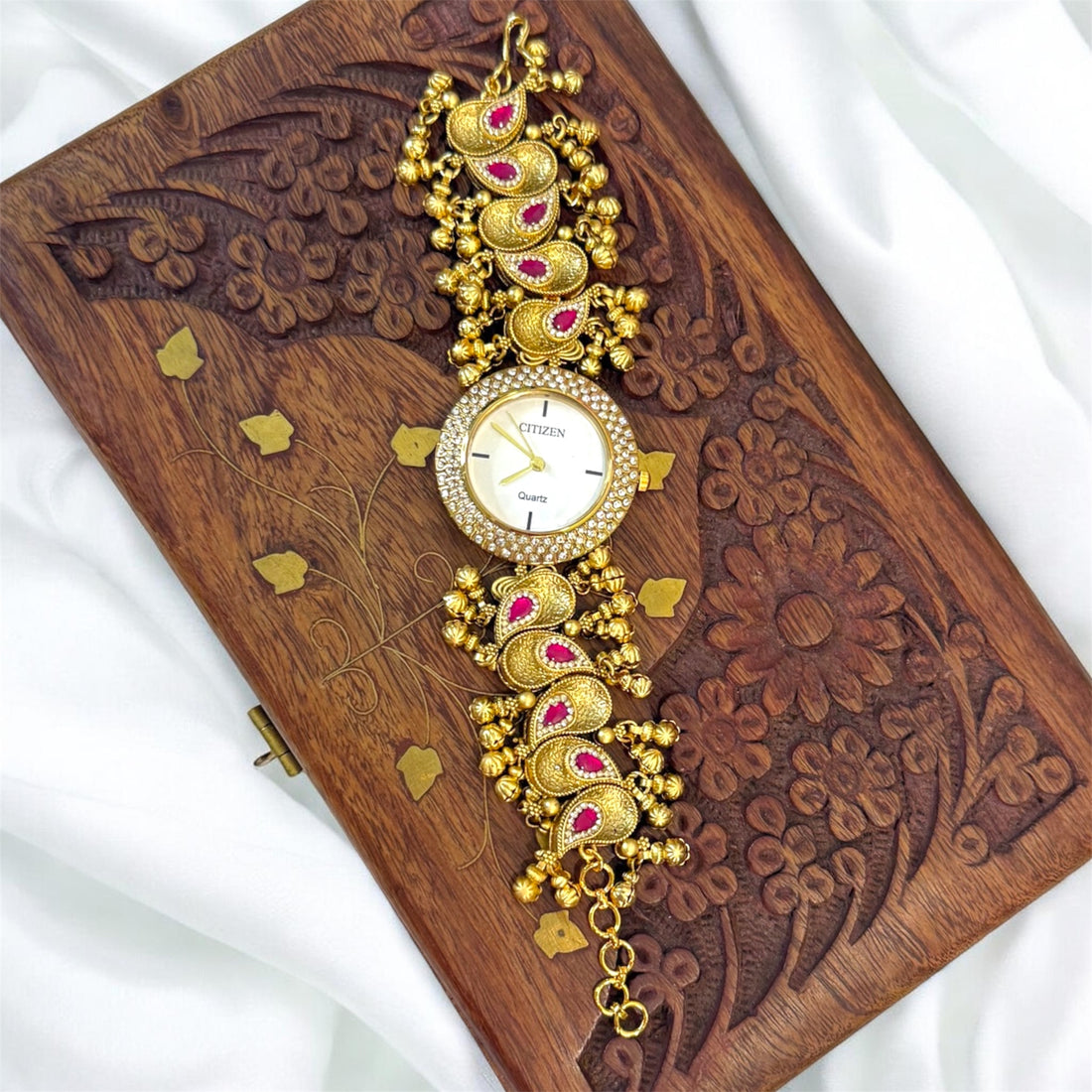 Ruby Pink Kashmiri Watch