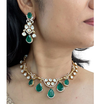 Shagun Green Polki Kundan Necklace Set