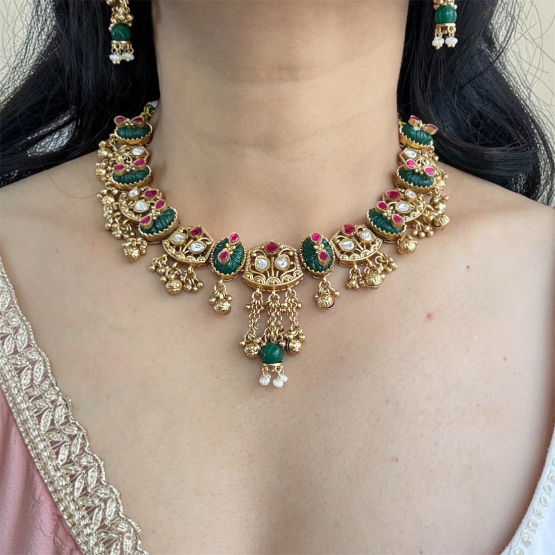 Multicolour Aarya Rajwadi Necklace Set