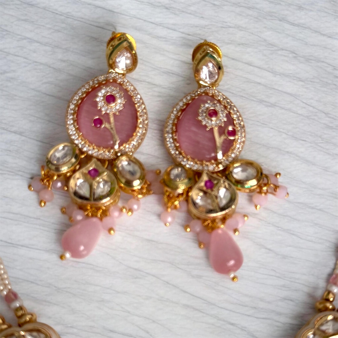 Pink Swati Rajwadi Necklace Set